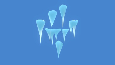 poly icicles - buy royalty free 3d model xaeon style winter geometry ice particle roof geometric sharp christmas cut stylised decor polar iceland fall cold isometric frozen freeze icing icicle greenland antartica decoration blue 3d print model - Mito3D