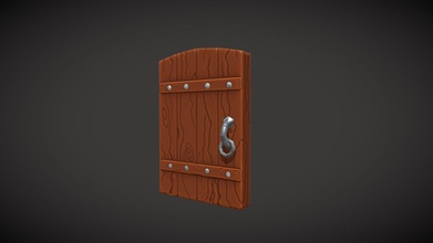 poly stylized wooden door game asset - buy royalty free 3d model scritta d084ae2 3d print model - Mito3D
