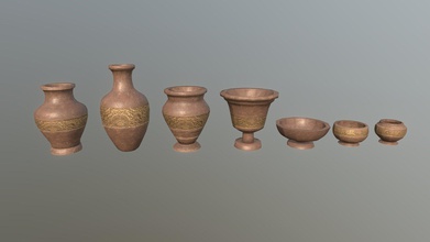 pottery - trim sheet texture 3d model chuwakcz e92d5a5 i&rsquo ve been messing around screw modifier blender ended up creating lots later decided use my desert temple scene there 7 types pots each one 500 triangles reused created building save some memory time 3d print model - Mito3D