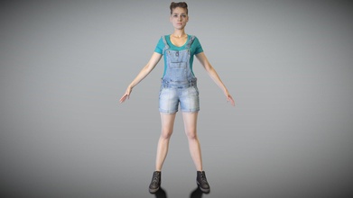 pretty girl denim a-pose 191 - buy royalty free 3d model deep3dstudio 1294fee true human size detailed young beautiful woman caucasian appearance dressed casual style captured mesh ready rigging animation all most usable software product immediate use architectural visualisations inside game engines further render sculpting zbrush technical characteristics digital double scan low-poly fully quad topology sufficiently clean edge loops based subdivision 8k texture color map non-overlapping uv pbr textures 4k resolution normal displacement albedo maps cinema 4d project file redshift shader included you can find tex folder download package includes obj which applicable 3ds max maya unreal engine unity blender etc more scans released every week everything 3d print model - Mito3D