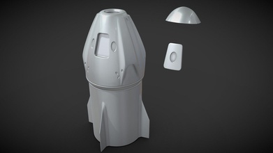 printable spacex crew dragon tesla - buy royalty free 3d model rfarencibia 514a485 ready printing separated into 3 parts body door top can printed has most details real one 3d print model - Mito3D