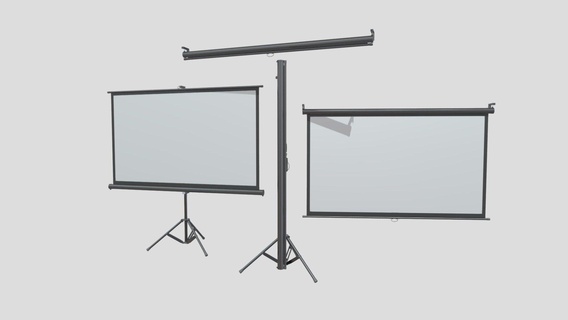 projector screen - buy royalty free 3d model chakkitpp office stand mount projector open visual monitor closed flip slide display business classroom billboard presentation movie tripod conference seminar whiteboard video interior wall screen  3d print model - Mito3D