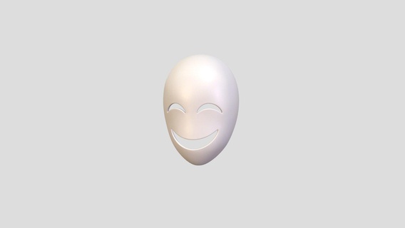 prop058 happy mask - buy royalty free 3d model balucg face white prop fashion theater party masquerade anonymous print head smile costume disguise emotion cheer art halloween clothing 3d print model - Mito3D