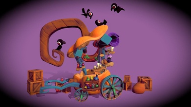 pumpkin witch's cart - 3d model eonsculpts ed722d2 3d print model - Mito3D