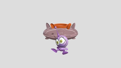 purple girl alien & spaceship vegan pete - download free 3d model pawinc demarerik 0e420c8 3d print model - Mito3D