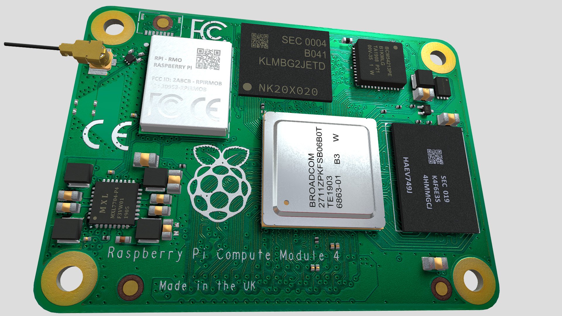 raspberry pi compute module 4 emmc + antenna - buy royalty free 3d model f2a fa sketch d476d8e 3D print model - Mito3D
