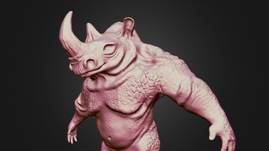 rhino umanoide - scarica gratis 3d modello franciscolucas 4feb382 ciao la mia prima scultura digitale 3d print model - Mito3D