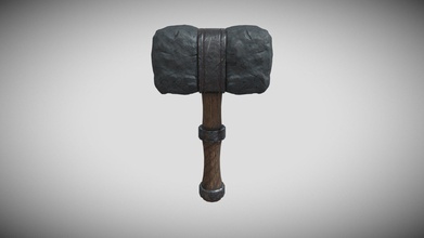 rock hammer - download free 3d model arion3d 3f49af4 example teaching next generation art course four-week 12 hours finally output pbr maps use software 3ds max zbrush substance painter 3d print model - Mito3D