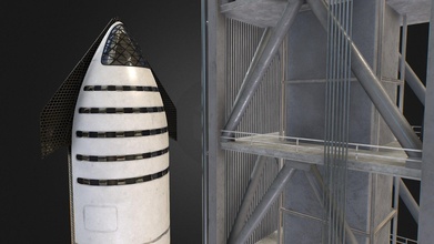 cohete spacex nave estelar súper pesado torre comprar realeza gratis 3d modelo omg3d Marte futuro raptor astronave tesla viaje halcón aeronave máscara vuelo espacial 3d print model - Mito3D