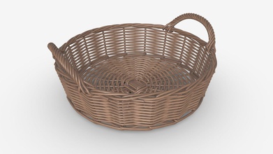 round wicker basket handles light brown - buy royalty free 3d model hq3dmod aivisastics 32fb37e 3d print model - Mito3D