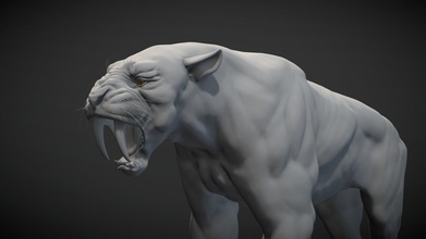 sabertooth tigre, también conocido como smilodon - modelo 3d dradhil 6232215 dientes de sable big cat esculpida en zbrush espero que os guste 3d print model - Mito3D