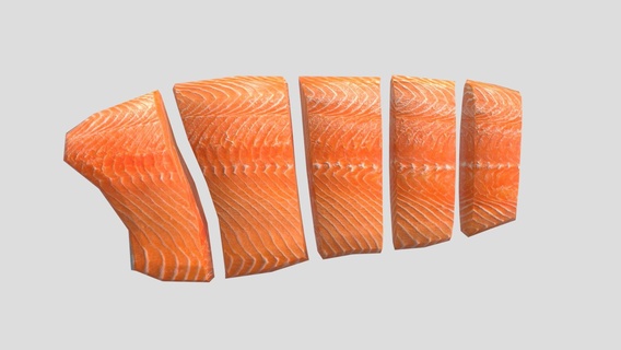 salmon piece - buy royalty free 3d model 3dlowpoly food fry realistic kitchen fillet sushi fried seafood hypermarket lowpoly low poly gameready salmonpiece 3d print model - Mito3D