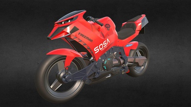 sci fi motorcycle sosa raptor 'cuda - 3d model 3dvice vice3d 743a090 built chassis svarog cko 970 ss power plant due s impressive performance high degree customization quickly became favorite street racers motor gangs new bedlam nicknamed cuda short baracuda general public because its pronounced jawline gills presents very best modern racing can offer software used 3ds max substance painter 3d print model - Mito3D