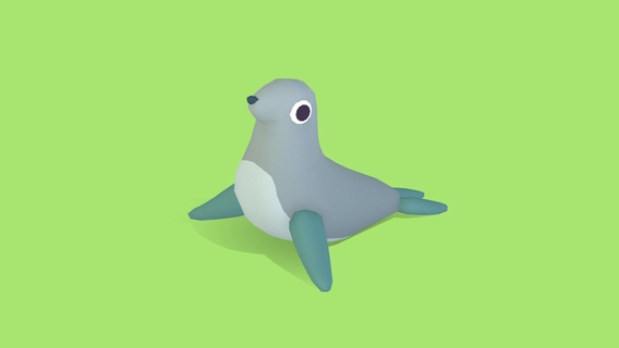 seal - quirky series buy royalty free 3d model omabuarts studio toon cute animals wacky arctic lowpoly animated simple rigged 3d print model - Mito3D