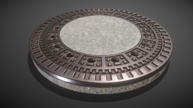 sewer cover 1 high-poly version - buy royalty free 3d model vis-all-3d vis-all 5002c52 3d print model - Mito3D