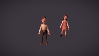 simple people - buy royalty free 3d model cattleya a05483f low poly hand painted animated girl boy rigged ready mobile games 550 polys character 2 diffuse map 1024px png format humanoid rig compatible any 5 animations idle run walk admire shy if you have troubles need other formats write me 3d print model - Mito3D
