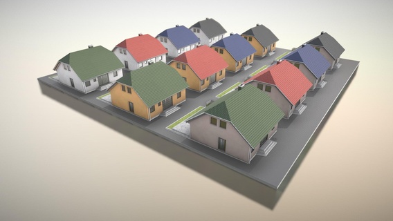 small low-poly houses 2 - buy royalty free 3d model vis-all-3d vis-all roof cyclesbake 3dhaupt software-service-john-gmbh small-low-poly-house city-houses house building blender-cycles 3d print model - Mito3D