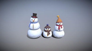 pupazzi neve 3d modello acquistare royalty gratuito 3ddisco d20659d toon pupazzo inverno ghiaccio Natale collezione famiglia vacanze congelato cartone animato fantasia scultura 3d print model - Mito3D
