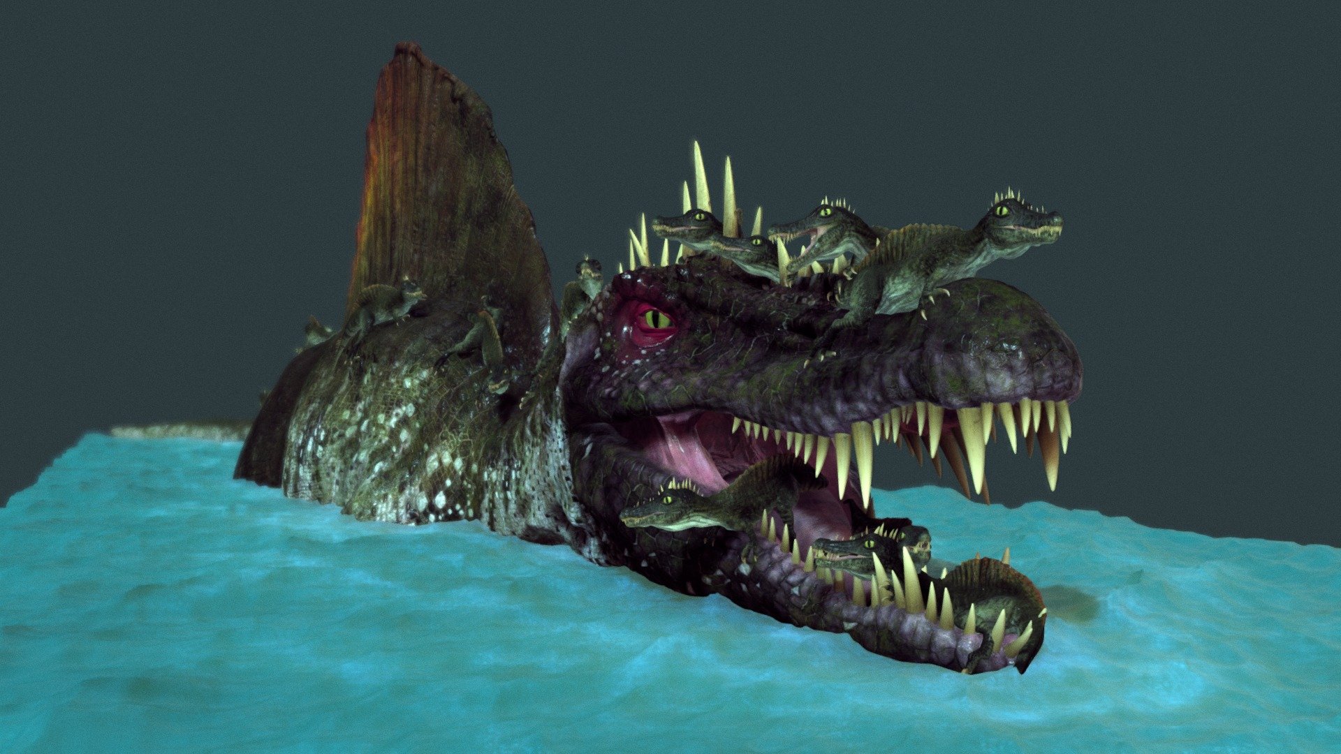 spinosaurus incubaciones - descargar gratis 3d modelo de julian johnson-mortimer freddyfoxfreddy 19984d1 hola aquí&rsquo s vieja escena la mina lo siento, no podía pasar largo iluminación enlace hardware versión procesada https wwwdeviantartcom arte spinosaurus-con-neonatos-un-574064780 3D print model - Mito3D