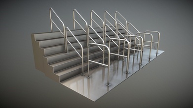 inoxydable acier garde corps haute low poly acheter royalties libre 3d modèle vis all escaliers high midpoly balustrade stainless steel 3dhaupt highpoly gelaender aus edelstahl banister 3d print model - Mito3D