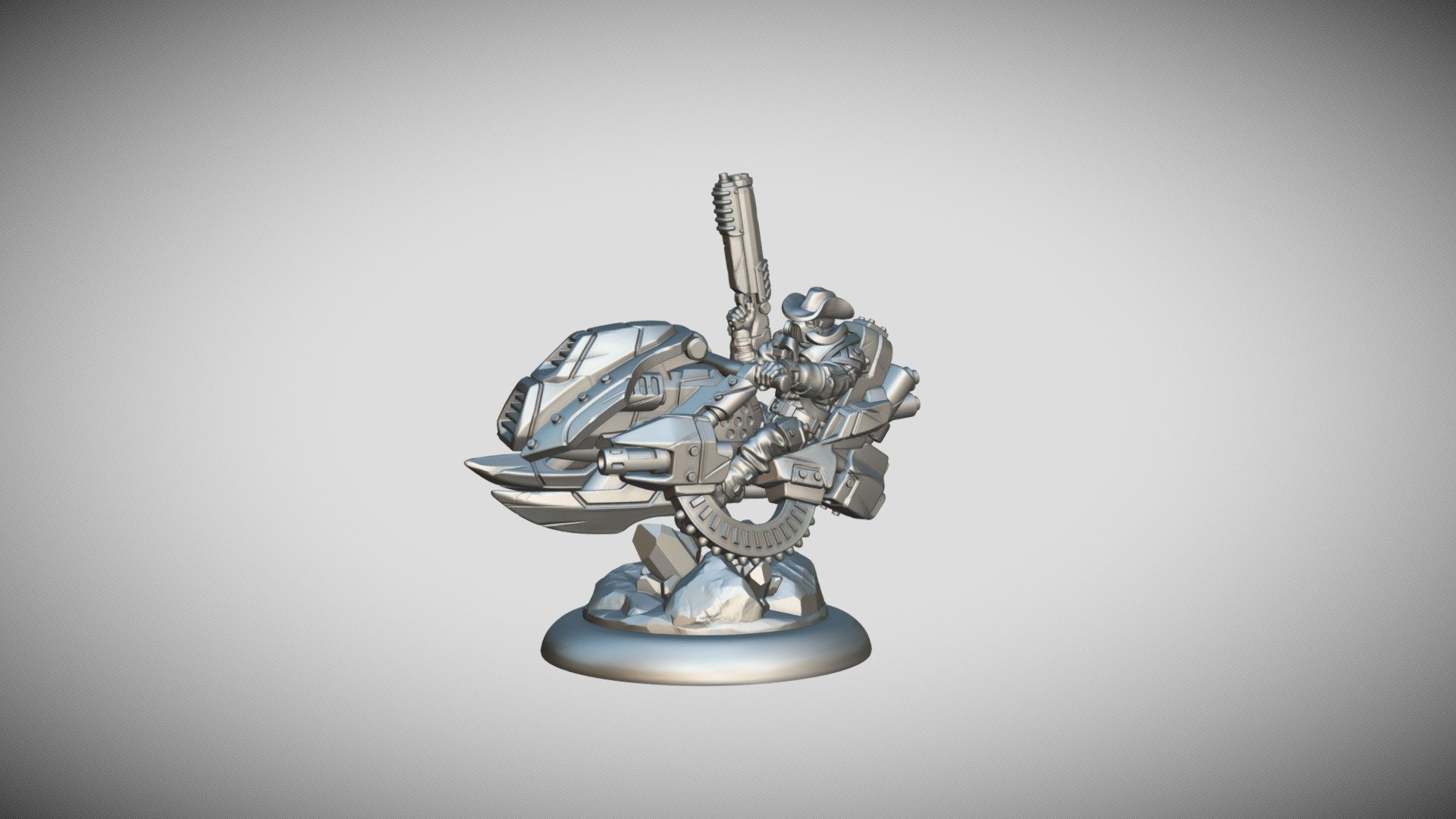 star scrappers terron stallion jetbike rider - 3d model hexystudio 42c6edb printable miniature wargame battledrill fast-paced skirmish game set starscrappers universe starter print & play featuring four main factions coming soon check out more models wwwhexydigital space western setting countless alien species explore galaxy search wealth glory last interstellar war between terrons hy drans ended 50 years ago now peace treaties power trade routes civilizations flourish but new source unlimited has been discovered hexis crystals nations arrive influence history cybernetic bioss mechanical metanels old inhabitants ancient planets weedlocks minegglers pursuing their mysterious goals once again can fragile maintained endless adventure personal use only 3D print model - Mito3D