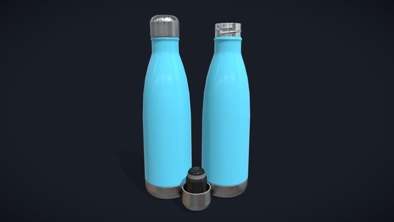 steel water bottle low-poly - buy royalty free 3d model we3do we3domodel drink food storage care sports gym stainless health wellness thermos h2o insulated hydration sport plastic 3d print model - Mito3D