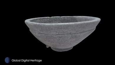 stone bowl sharjah - optimized download free 3d model global digital heritage globaldigitalheritage ac446ae unknown provenience 523 photos completely processed aligned scaled modeled cleaned simplified unwrapped textured meshed reality capture 3d print model - Mito3D