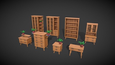 stylized furniture pack - buy royalty free 3d model santyfrow 7b69a1c 3d print model - Mito3D
