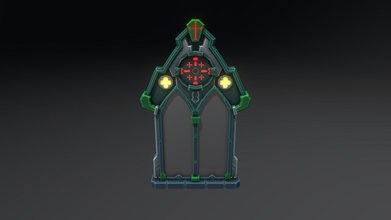 stylized gothic sci fi window v 01 - 3d model lemartezz 8a7be7a alternative future medieval times evolved but kept its style tried combine styles elements part portal room new generation templars travels other bases 3d print model - Mito3D
