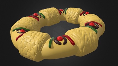stilize kral kek Meksikalı stil satın almak telif Bedava 3d model Paburoviii Gıda fanart destek minyatür heykelcik ekmek sahne geleneksel İspanyol tatlı fırın 3d print model - Mito3D
