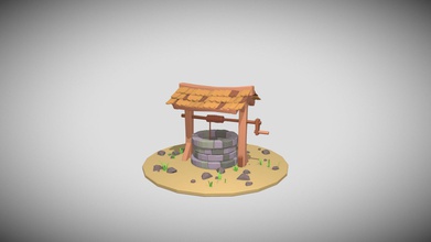 stylized water well - 3d model ds art dc20255 blender simple 3d print model - Mito3D