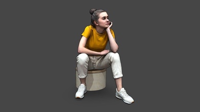 stylized woman character sitting - buy royalty free 3d model kanistra dac68c4 3d print model - Mito3D