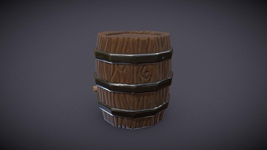 stylized wooden barrel - download free 3d model rasmusroy e384695 3d print model - Mito3D