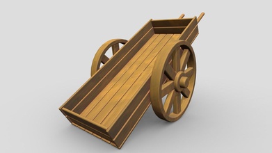 stylized wooden wheelbarrow - download free 3d model leonardo herrera leonardoherrera 086b411 3d print model - Mito3D