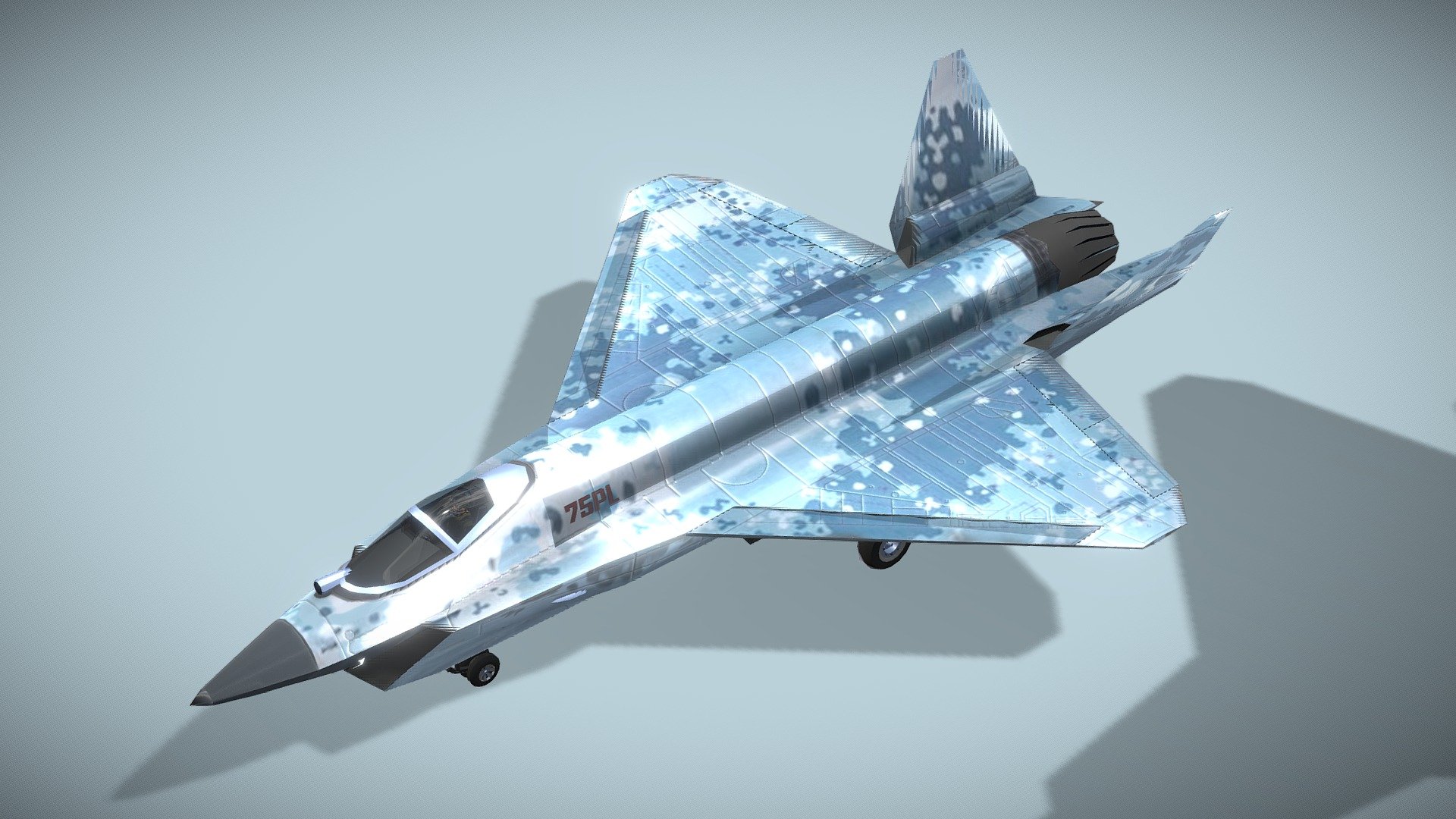 sukhoi su-75 checkmate - buy royalty free 3d model netrunner pl stl stealth airplane fighter future interceptor pakfa aircraft jet fighterjet sukhoi supersonic checkmate 5thgen 3dprint lowpoly gameasset plane concept rigged su-75 su75 sukhoi pak fa  3D print model - Mito3D