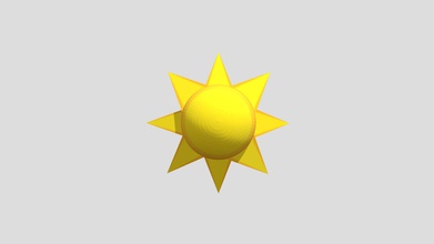 sun - buy royalty free 3d model edplus e70cecc subdivision 1 textures 1024 x three yellow colors texture materials rigged formats stl obj fbx dae 3ds origin located middle-center polygons 4144 vertices 2090 hope you enjoy 3d print model - Mito3D
