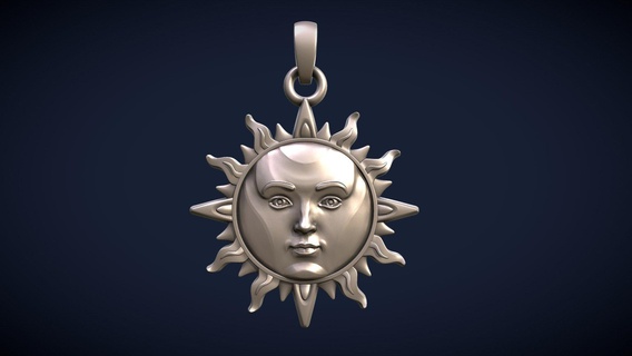 Soleil pendentif acheter royalties libre 3d modèle Skazok visage ciel bijoux astronomie décor imprimable astrologie 3d print model - Mito3D