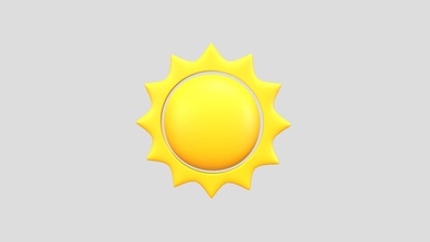 Sonne Symbol Kaufen Lizenzgebühren frei 3d Modell Bariacg Objekt Himmel Solar Element gestalten Sommer Gelb Wetter Emoji Karikatur 3d print model - Mito3D