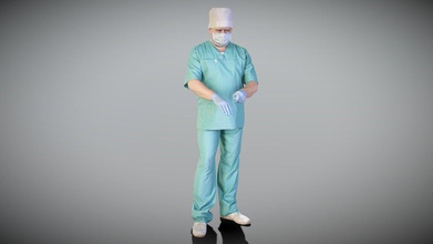 surgeon mask sterile gloves working 137 - buy royalty free 3d model deep3dstudio 2856eb4 true human size detailed adult man caucasian appearance dressed uniform surgical doctor captured casual pose perfectly matching variety architectural visualization background character product eg advert banners professional products devices presentations etc ready immediate use visualisations further render sculpting zbrush technical characteristics digital double scan decimated 100k triangles sufficiently clean pbr textures 8k diffuse normal specular maps non-overlapping uv map download package includes cinema 4d project file redshift shader well obj fbx files which applicable 3ds max maya unreal engine unity blender all you may find tex folder included into main archive more scans released every week everything 3d print model - Mito3D