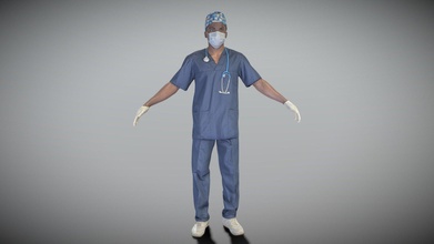 surgical doctor mask gloves a-pose 308 - buy royalty free 3d model deep3dstudio 3e04919 3d print model - Mito3D