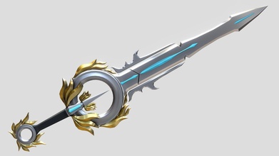 sword - buy royalty free 3d model wrotzal blend rpg videogame fight crystal obj leaf 4k fbx metal iron game-ready double-edged weapon asset game lowpoly stylized blue fantasy gold 3d print model - Mito3D
