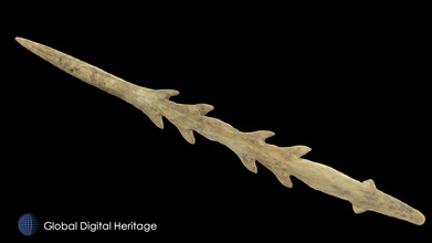 t-shaped base harpoon xfp-111 sanak island ak - download free 3d model global digital heritage globaldigitalheritage 601b69c alaska xfp-111-85 type found ne siberia large multi-component site se corner is has late prehistoric houses dating after 1550 ce small occupation 850-1050 most importantly deposit dated 2800-2200 bce many characteristics related ocean bay tradition kodiak peninsula these artifacts were scanned either faro edge arm minolta vivid 9i processed geomagic polyworks 4-8 photos used texture wrap presented result research conducted under grants nsf 0326584 0508101 1139266 1321411 h maschner pi original digitizing work done ivl id st univ subsequent processing completed fieldwork analysis permission collaboration pauloff harbor tribe corporation 3d print model - Mito3D