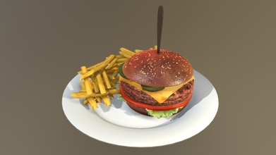 tasty burger fries - download free 3d model imon ustal simonustal c624b29 3d print model - Mito3D
