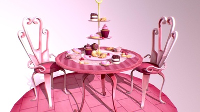 tea-table diorama - download free 3d model annikaruppert 1720bac 3d print model - Mito3D