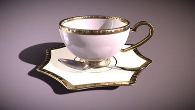 tè tazza impostato prestigio acquistare royalty gratuito 3d modello edjan bevanda carina caffè drone Vintage piatto tavolo cucchiaio cucina d'oro drinking cup cheramico 3d print model - Mito3D