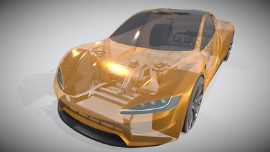 tesla roadster Jaune châssis acheter royalties libre 3d modèle dragosburian 7df30d0 3d print model - Mito3D