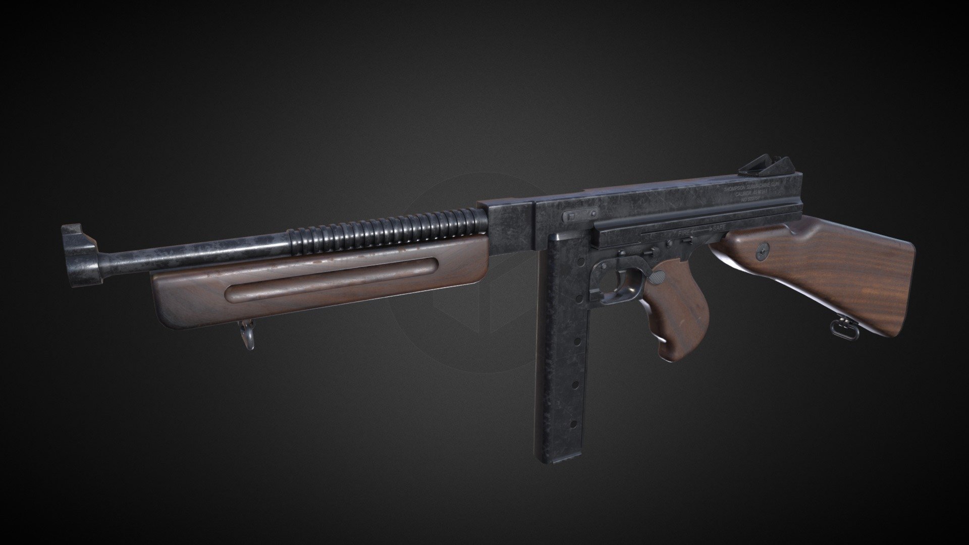 Thompson m1a1 mitraillette pistolet 3d modèle totem studio hardikawibisono02 431a019 3D print model - Mito3D