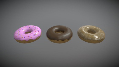 three delicious donuts - download free 3d model morgan skilly captainmorgan 5f11a11 quick trio made using maya mudbox substance painter if you like them then feel follow me twitter morganskilly visit my website morgangames 3d print model - Mito3D