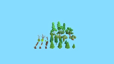 tree pack - poly flat shaded 3d model marco90 5073055 3d print model - Mito3D