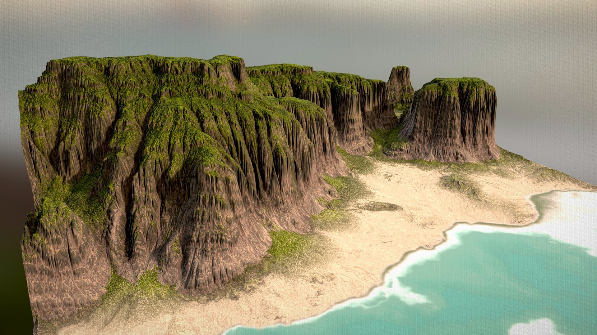 tropical beach cliffs - buy royalty free 3d model tabernoble 21cc976 some lush sea win gaea substance 3D print model - Mito3D